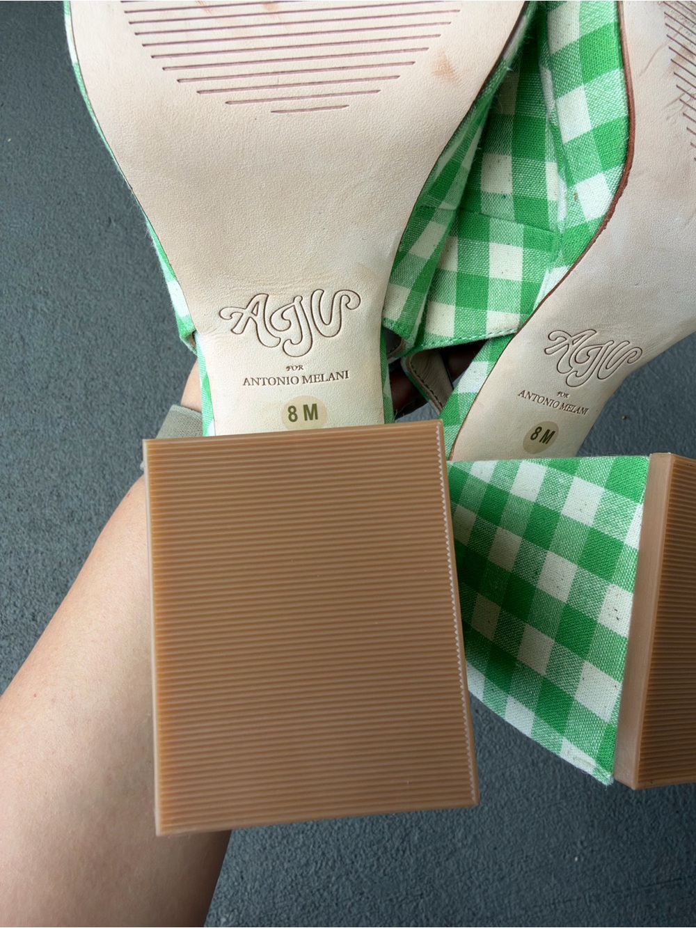 Antonio Melani x Amanda Jones Vaughan Penny Gingham Block Heel Slingback Pump 8 - Picture 12 of 14
